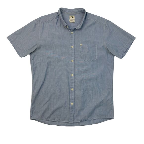 Quiksilver Shirt Mens L Cornflower Modern Fit Collared Chest Pocket Button Down - Picture 1 of 12